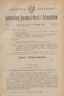 Dziennik Urzędowy Generalnej Dyrekcji Poczt i Telegrafów. R.6, № 2 (12 stycznia 1924)