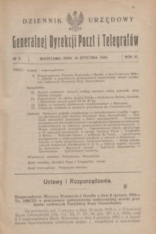 Dziennik Urzędowy Generalnej Dyrekcji Poczt i Telegrafów. R.6, № 3 (19 stycznia 1924)