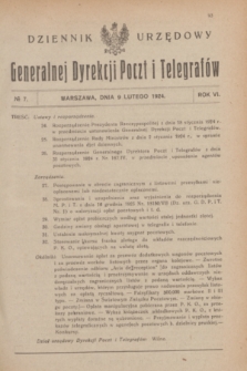 Dziennik Urzędowy Generalnej Dyrekcji Poczt i Telegrafów. R.6, № 7 (9 lutego 1924)