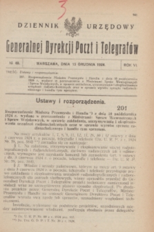 Dziennik Urzędowy Generalnej Dyrekcji Poczt i Telegrafów. R.6, № 48 (15 grudnia 1924)