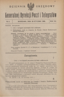 Dziennik Urzędowy Generalnej Dyrekcji Poczt i Telegrafów. R.8, nr 4 (30 stycznia 1926)