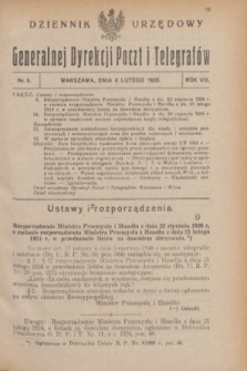 Dziennik Urzędowy Generalnej Dyrekcji Poczt i Telegrafów. R.8, nr 5 (6 lutego 1926)