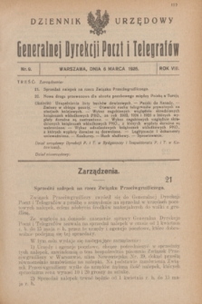 Dziennik Urzędowy Generalnej Dyrekcji Poczt i Telegrafów. R.8, nr 9 (6 marca 1926)