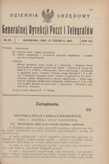 Dziennik Urzędowy Generalnej Dyrekcji Poczt i Telegrafów. R.8, nr 23 (15 czerwca 1926)