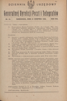 Dziennik Urzędowy Generalnej Dyrekcji Poczt i Telegrafów. R.8, nr 32 (31 sierpnia 1926)