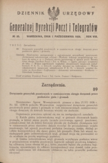 Dziennik Urzędowy Generalnej Dyrekcji Poczt i Telegrafów. R.8, № 35 (2 października 1926)