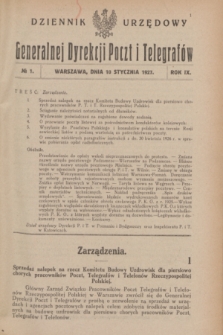 Dziennik Urzędowy Generalnej Dyrekcji Poczt i Telegrafów. R.9, № 1 (10 stycznia 1927)