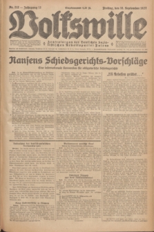 Volkswille : Zentralorgan der Deutschen Sozialistischen Arbeitspartei Polens. Jg.12, Nr. 212 (16 September 1927) + dod.