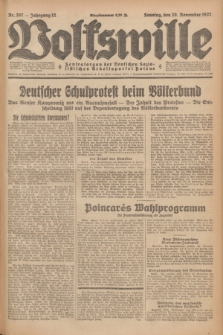 Volkswille : Zentralorgan der Deutschen Sozialistischen Arbeitspartei Polens. Jg.12, Nr. 267 (20 November 1927) + dod.