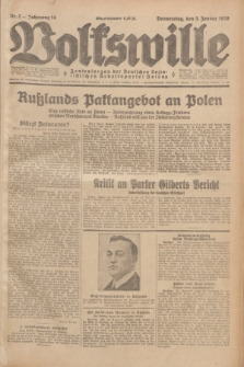 Volkswille : Zentralorgan der Deutschen Sozialistischen Arbeitspartei Polens. Jg.14, Nr. 2 (3 Januar 1929) + dod.