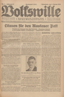 Volkswille : Zentralorgan der Deutschen Sozialistischen Arbeitspartei Polens. Jg.14, Nr. 4 (5 Januar 1929) + dod.