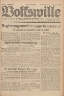 Volkswille : Zentralorgan der Deutschen Sozialistischen Arbeitspartei Polens. Jg.14, Nr. 8 (10 Januar 1929) + dod.