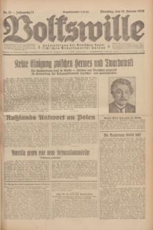 Volkswille : Zentralorgan der Deutschen Sozialistischen Arbeitspartei Polens. Jg.14, Nr. 12 (15 Januar 1929) + dod.