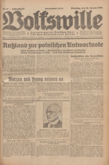Volkswille : Zentralorgan der Deutschen Sozialistischen Arbeitspartei Polens. Jg.14, Nr. 18 (22 Januar 1929) + dod.