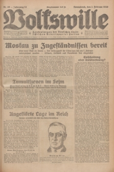 Volkswille : Zentralorgan der Deutschen Sozialistischen Arbeitspartei Polens. Jg.14, Nr. 28 (2 Februar 1929) + dod.
