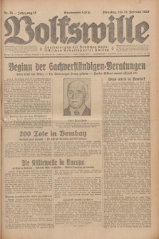 Volkswille : Zentralorgan der Deutschen Sozialistischen Arbeitspartei Polens. Jg.14, Nr. 35 (12 Februar 1929) + dod.