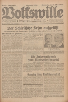 Volkswille : Zentralorgan der Deutschen Sozialistischen Arbeitspartei Polens. Jg.14, Nr. 37 (14 Februar 1929) + dod.