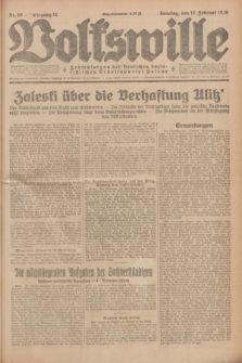 Volkswille : Zentralorgan der Deutschen Sozialistischen Arbeitspartei Polens. Jg.14, Nr. 40 (17 Februar 1929) + dod.
