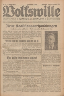 Volkswille : Zentralorgan der Deutschen Sozialistischen Arbeitspartei Polens. Jg.14, Nr. 42 (20 Februar 1929) + dod.