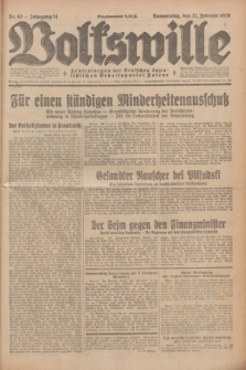 Volkswille : Zentralorgan der Deutschen Sozialistischen Arbeitspartei Polens. Jg.14, Nr. 43 (21 Februar 1929) + dod.