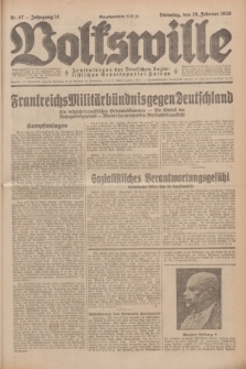 Volkswille : Zentralorgan der Deutschen Sozialistischen Arbeitspartei Polens. Jg.14, Nr. 47 (26 Februar 1929) + dod.