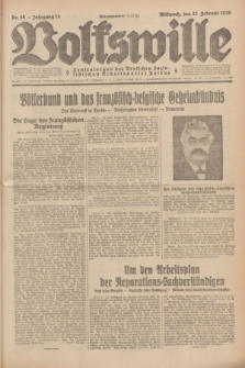 Volkswille : Zentralorgan der Deutschen Sozialistischen Arbeitspartei Polens. Jg.14, Nr. 48 (27 Februar 1929) + dod.