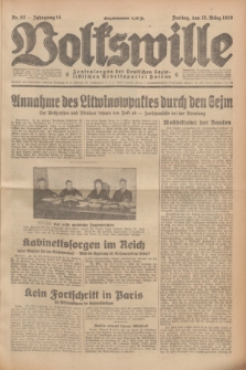 Volkswille : Zentralorgan der Deutschen Sozialistischen Arbeitspartei Polens. Jg.14, Nr. 62 (15 März 1929) + dod.
