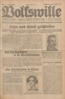 Volkswille : Zentralorgan der Deutschen Sozialistischen Arbeitspartei Polens. Jg.14, Nr. 72 (27 März 1929) + dod.