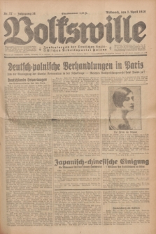 Volkswille : Zentralorgan der Deutschen Sozialistischen Arbeitspartei Polens. Jg.14, Nr. 77 (3 April 1929) + dod.