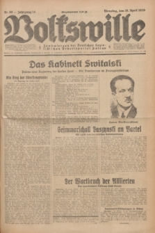 Volkswille : Zentralorgan der Deutschen Sozialistischen Arbeitspartei Polens. Jg.14, Nr. 88 (16 April 1929) + dod.