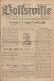 Volkswille : Zentralorgan der Deutschen Sozialistischen Arbeitspartei Polens. Jg.14, Nr. 90 (18 April 1929) + dod.