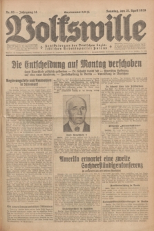 Volkswille : Zentralorgan der Deutschen Sozialistischen Arbeitspartei Polens. Jg.14, Nr. 93 (21 April 1929) + dod.