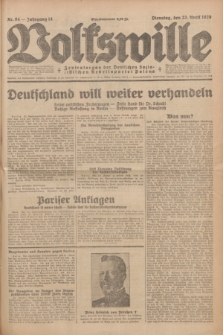 Volkswille : Zentralorgan der Deutschen Sozialistischen Arbeitspartei Polens. Jg.14, Nr. 94 (23 April 1929) + dod.