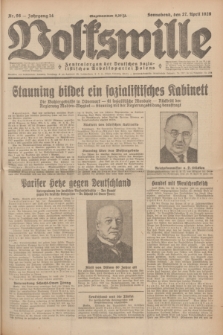 Volkswille : Zentralorgan der Deutschen Sozialistischen Arbeitspartei Polens. Jg.14, Nr. 98 (27 April 1929) + dod.