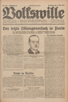 Volkswille : Zentralorgan der Deutschen Sozialistischen Arbeitspartei Polens. Jg.14, Nr. 104 (7 Mai 1929) + dod.