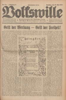 Volkswille : Zentralorgan der Deutschen Sozialistischen Arbeitspartei Polens. Jg.14, Nr. 114 (19 Mai 1929) + dod.