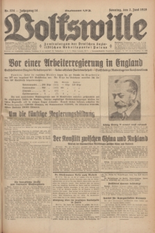 Volkswille : Zentralorgan der Deutschen Sozialistischen Arbeitspartei Polens. Jg.14, Nr. 124 (2 Juni 1929) + dod.