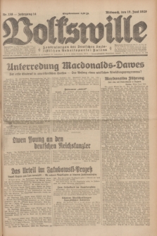 Volkswille : Zentralorgan der Deutschen Sozialistischen Arbeitspartei Polens. Jg.14, Nr. 138 (19 Juni 1929) + dod.