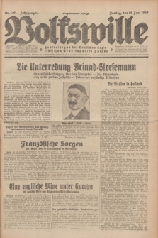 Volkswille : Zentralorgan der Deutschen Sozialistischen Arbeitspartei Polens. Jg.14, Nr. 140 (21 Juni 1929) + dod.