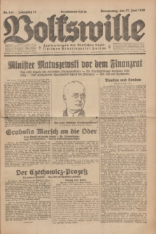 Volkswille : Zentralorgan der Deutschen Sozialistischen Arbeitspartei Polens. Jg.14, Nr. 145 (27 Juni 1929) + dod.