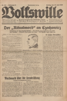 Volkswille : Zentralorgan der Deutschen Sozialistischen Arbeitspartei Polens. Jg.14, Nr. 146 (28 Juni 1929) + dod.