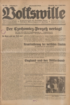Volkswille : Zentralorgan der Deutschen Sozialistischen Arbeitspartei Polens. Jg.14, Nr. 148 (2 Juli 1929) + dod.