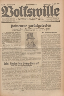 Volkswille : Zentralorgan der Deutschen Sozialistischen Arbeitspartei Polens. Jg.14, Nr. 171 (28 Juli 1929) + dod.