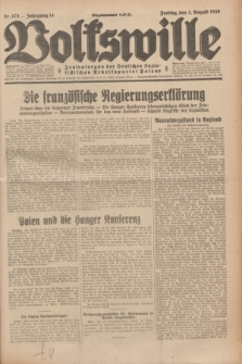 Volkswille : Zentralorgan der Deutschen Sozialistischen Arbeitspartei Polens. Jg.14, Nr. 175 (2 August 1929) + dod.