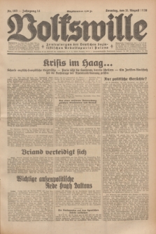 Volkswille : Zentralorgan der Deutschen Sozialistischen Arbeitspartei Polens. Jg.14, Nr. 183 (11 August 1929) + dod.