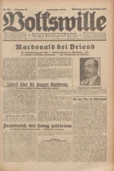 Volkswille : Zentralorgan der Deutschen Sozialistischen Arbeitspartei Polens. Jg.14, Nr. 201 (3 September 1929) + dod.