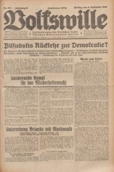 Volkswille : Zentralorgan der Deutschen Sozialistischen Arbeitspartei Polens. Jg.14, Nr. 204 (6 September 1929) + dod.