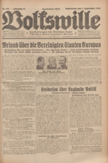 Volkswille : Zentralorgan der Deutschen Sozialistischen Arbeitspartei Polens. Jg.14, Nr. 205 (7 September 1929) + dod.