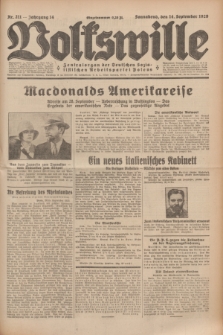 Volkswille : Zentralorgan der Deutschen Sozialistischen Arbeitspartei Polens. Jg.14, Nr. 211 (14 September 1929) + dod.