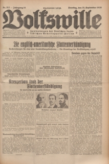 Volkswille : Zentralorgan der Deutschen Sozialistischen Arbeitspartei Polens. Jg.14, Nr. 212 (15 September 1929) + dod.